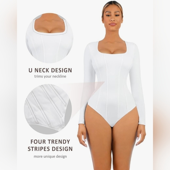 FeelinGirl Thong Basic Square Neck Slimming Top Shapewear Bodysuit #747 NWOT - Picture 6 of 11